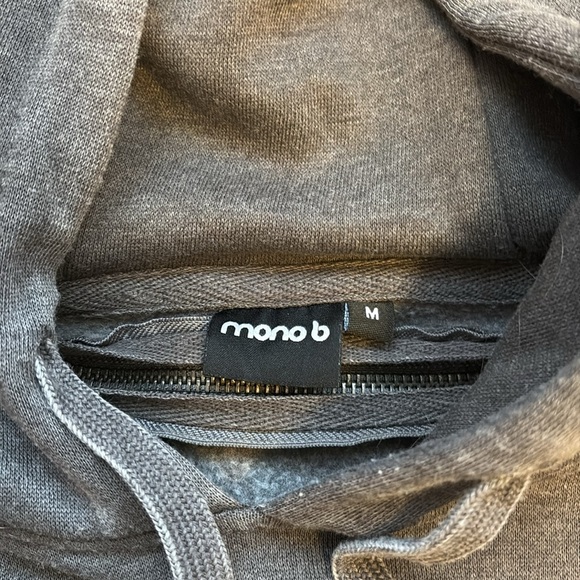 Mono b Hoodie Zipper Accents Kangaroo Pocket Gray Size M - Picture 5 of 6